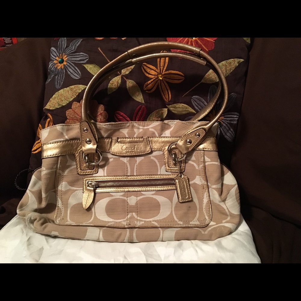 Gold Coach Shoulder Purse